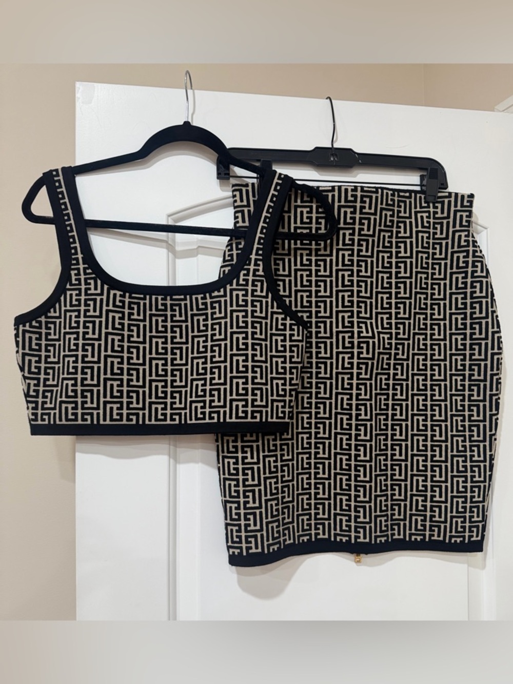 Balmain Black & Gray Logo Knit Top with Branded Tag